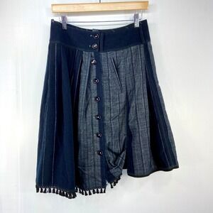 High Use Claire Campbell Navy Blue Wool Blend Asymmetrical Skirt Womens US 6